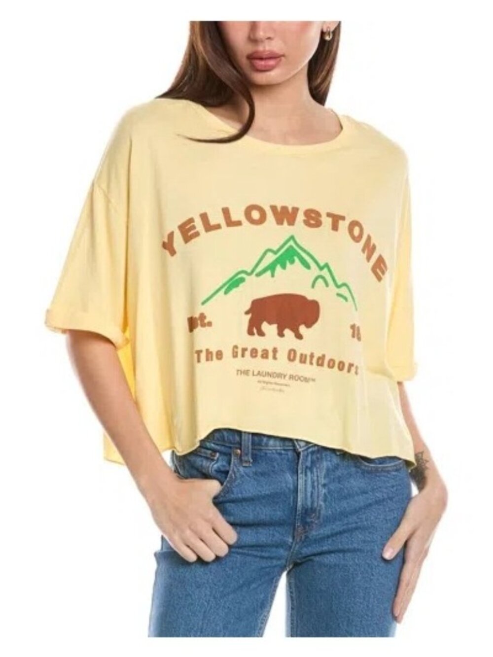 The Laundry Room Oversized Cropped Tee Yellowstone Size Large New with Tag